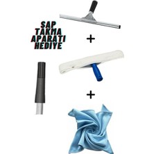 Dayanıklı Pratik 35 cm Pencere Yıkama Sileceği Seti, Peluş ve Çekçekli