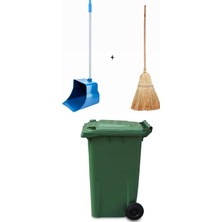 Yeşil 240 Litre Plastik Çöp Konteyneri, Isıya Dayanıklı, Çift Kapaklı, Hafif ve Dayanıklı