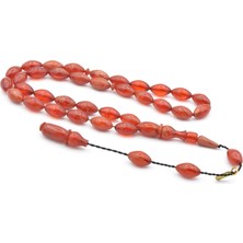 Hakkı Usta Imzalı Beyzi Kesim Turuncu Sıkma Kehribar Tesbih