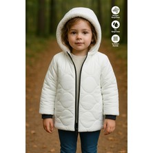 Kız Çocuk Su ve Rüzgar Geçirmez Içi Kürklü Kapüşonlu Mont Soğan Desenli