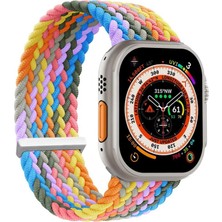 Microsonic Apple Watch Series 11 46MM Kordon, (Medium Size, 147MM) Knitted Fabric Single Loop Gökkuşağı