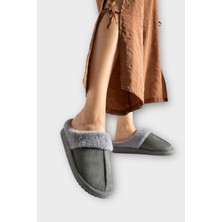 Kadın Içi Yünlü Sıcak Tutan Kışlık Ev Terliği Füme