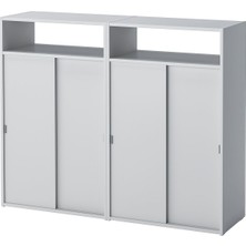 Sürgü Kapaklı Dolap, Gri, 119X32X97 cm