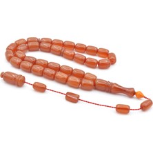 Usta Işi Sistemli Kapsül Kesim Turuncu Sıkma Kehribar Tesbih 105