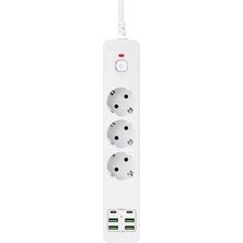 3'lü Çoklu USB Tak-Çalıştır Priz Beyaz, Hızlı Şarj ve Akım Koruma