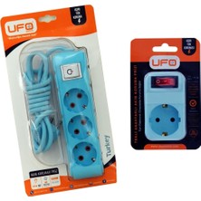 Mavi Tekli Akım Korumalı Set, 1.5 mt Güç ve Güvenlik Sağlar