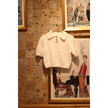 Yumoş Gömlek Yaka Kısa Kol Triko Kazak