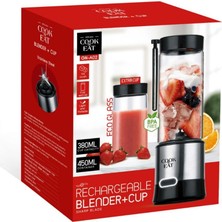 Taşınabilir Metal Blender 450ML + 380ML, Keskin Bıçaklı, Gri Renk