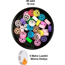 MiraLive 90 Adet 10 mm Polimer Kil Fimo Boncuk Takı Bileklik + 5 Metre Lastikli Misina Hediye - Renkli Çiçek