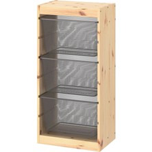 IKEA İKEA Trofast Saklama Ünitesi Ahşap Gri 44 x 30 x 91 cm 3 Raflı Sabit Tasarım