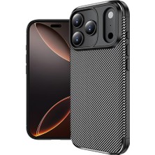 Iphone 17 Pro Max Uyumlu Kılıf Karbon Görünümlü Kamera Koruyculu Mat Kaymaz Slikon Kapak