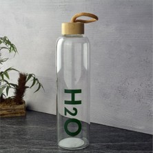 Yeşil Bambu Kapaklı Cam Matara 1000 Ml, Sağlıklı ve Şık Tasarım