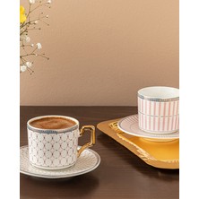2'li Pembe Porselen Kahve Fincan Takımı, 90 Ml, Şık ve Zarif Tasarım