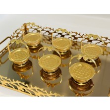 Altın Renkli 6'lı Metal Şekerlik ve Kahve Sunum Seti, Şıklık ve Zarafet Sağlar