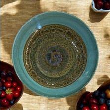 Yeşil 6'lı Porselen Çukur Yemek Tabağı, 19 Cm, El Yapımı, Şık ve Dayanıklı Set