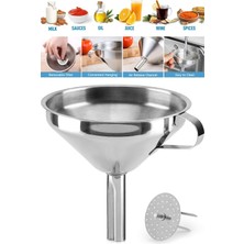 Paslanmaz Çelik Huni, Süzgeçli, 10CM, Dayanıklı ve Şık Tasarım