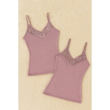 Kadın Modal Pamuklu Likralı Dantel Detaylı Ip Askılı 2'li Atlet Q6K6K0T5KA