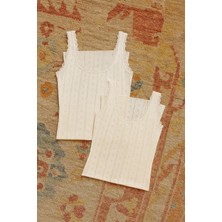 Kadın %100 Pamuklu Jakarlı Yumuşak Kumaş Kalın Askılı 2'li Atlet Qİ3K13LK5E.2L