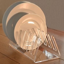 Şeffaf 30CM Tabak Standı, Beyaz, Şık ve Kullanışlı Mutfak Gereci