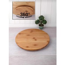 Bambu Dekoratif Yuvarlak Sunum Tabağı, 360 Derece Dönebilen Servis Tabağı, (30 x 30 Cm)