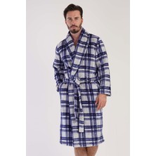 Erkek Indigo Renk Welsoft Uzun Kollu Kuşaklı Cepli Sabahlık C5T7N0303