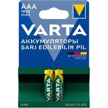 VARTA 1.2V 1000 mAh Şarjlı AAA Kalem Pil Yüksek Performanslı 2'li Paket