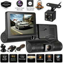 3 Kameralı Kayıt Cihazı Iç Ön Arka Geri Görüş Kameralı Monitör 4.0" 1080P Full Hd Kayıt Çarpışma Algılayıcı Sensörlü Gece Görüşlü Park Sensörü Sesli Yol Kayıt ONP226