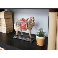 Lüks Motifli Taş Işlemeli Stantlı At Biblo Heykel Vitrin Masa Süsü Ofis Ev & Yılbaşı Hediyesi 17 Cm.
