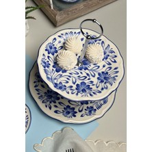 Çok Renkli Porselen Katlı Kurabiye Saklama Kabı (21CM ve 26CM)