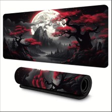 90X40 cm Karanlık Kırmızı Ay Temalı Kaydırmaz Taban Speed Yüzey Oyuncu Mouse Pad Gaming