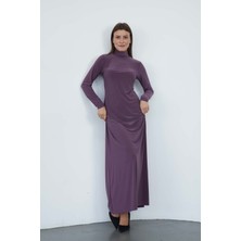 Dora Kadın Maxi Boy Balıkçı Yaka Sandy Elbise-Gül Kurusu