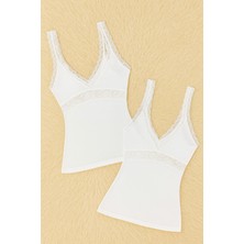 Kadın Modal Pamuklu Likralı Dantel Detaylı Askılı 2'li Atlet Q6K6K0T7KA