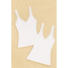 Kadın Modal Pamuklu Likralı Dantel Askılı 2'li Atlet Q6K6K0T6KA