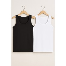 Erkek %50 Pamuk-%50 Modal Klasik Beyaz&siyah 2'li Atlet Q2IK1L1KK2E.2LI