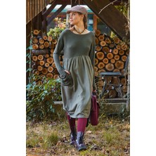 Bisiklet Yaka Cepli Parmak Geçmeli Kışlık Elbise