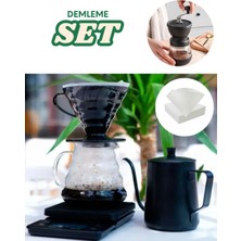 Siyah V60 Filtre Kahve Demleme Seti, Barista Tarzı, Profesyonel ve Şık Tasarım