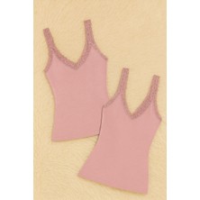 Kadın Modal Pamuklu Likralı Dantel Askılı 2'li Atlet Q6K6K0T6KA