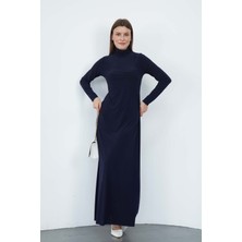 Dora Kadın Maxi Boy Balıkçı Yaka Sandy Elbise-Lacivert