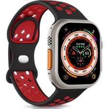 Microsonic Apple Watch Series 11 42MM Kordon Rainbow Band Siyah Kırmızı