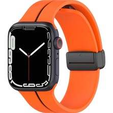 Microsonic Apple Watch Series 11 46MM Kordon Ribbon Line Turuncu Siyah