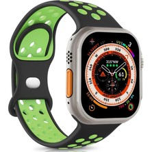 Microsonic Apple Watch Series 11 42MM Kordon Rainbow Band Siyah Yeşil