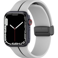 Microsonic Apple Watch Series 11 46MM Kordon Ribbon Line Gri Siyah
