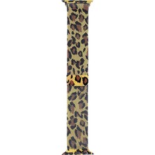 Microsonic Apple Watch Se 3 40MM Kordon Luxe Metal Leopard Sarı