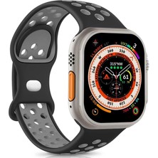 Microsonic Apple Watch Series 11 42MM Kordon Rainbow Band Siyah Gri