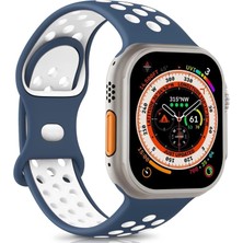 Microsonic Apple Watch Series 11 42MM Kordon Rainbow Band Lacivert Beyaz