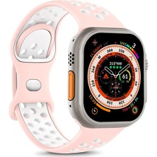 Microsonic Apple Watch Series 11 42MM Kordon Rainbow Band Pembe Beyaz