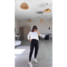 Kadın Scuba Modal Paça Manşet Pileli Pantolon, Kırmızı Gül Figürlü Kolye Hediye