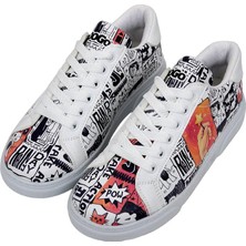 Kadın Vegan Deri Beyaz Sneakers - Star Girl Tasarım