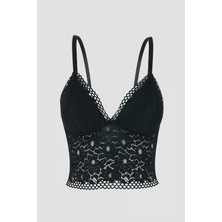 Loya Siyah Noir Bralet Kadın Bralet %90 Polyamid Dikişsiz Rahatlık B Cup