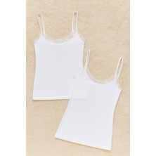 Kadın Modal Pamuklu Likralı Dantel Detaylı Ip Askılı 2'li Atlet Q6K6K0T4KA